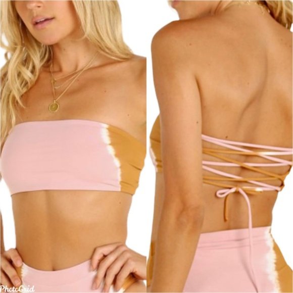 L*Space | Beach Wave Tie-Back Strapless Bandeau Bikini Top - Picture 1 of 5